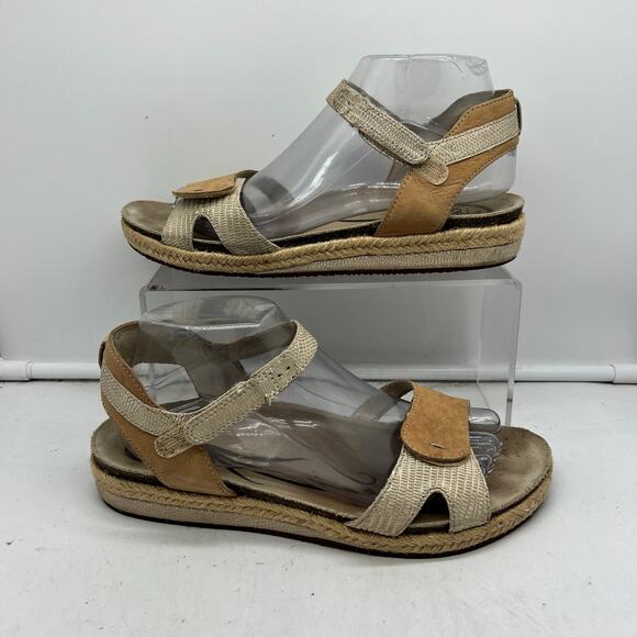 Abeo Sandals 9 Womens Bio System Alina Espadrille Brown Ankle Straps Leather - Picture 1 of 8